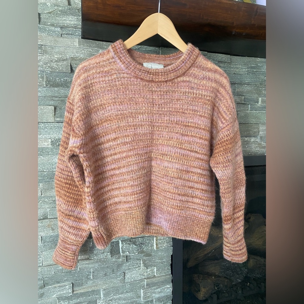 ❤️ EUC Everlane Alpaca Wool Multi Color Gradient Crew Neck Sweater L Fits Like M